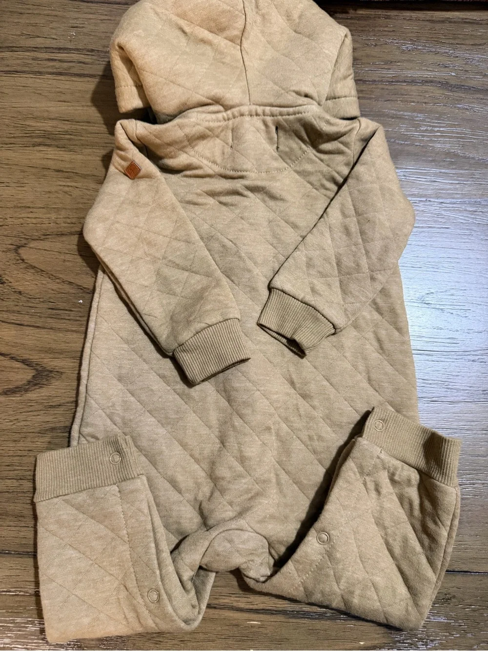 7 For All Mankind Quilted Hooded One-Piece in Tan